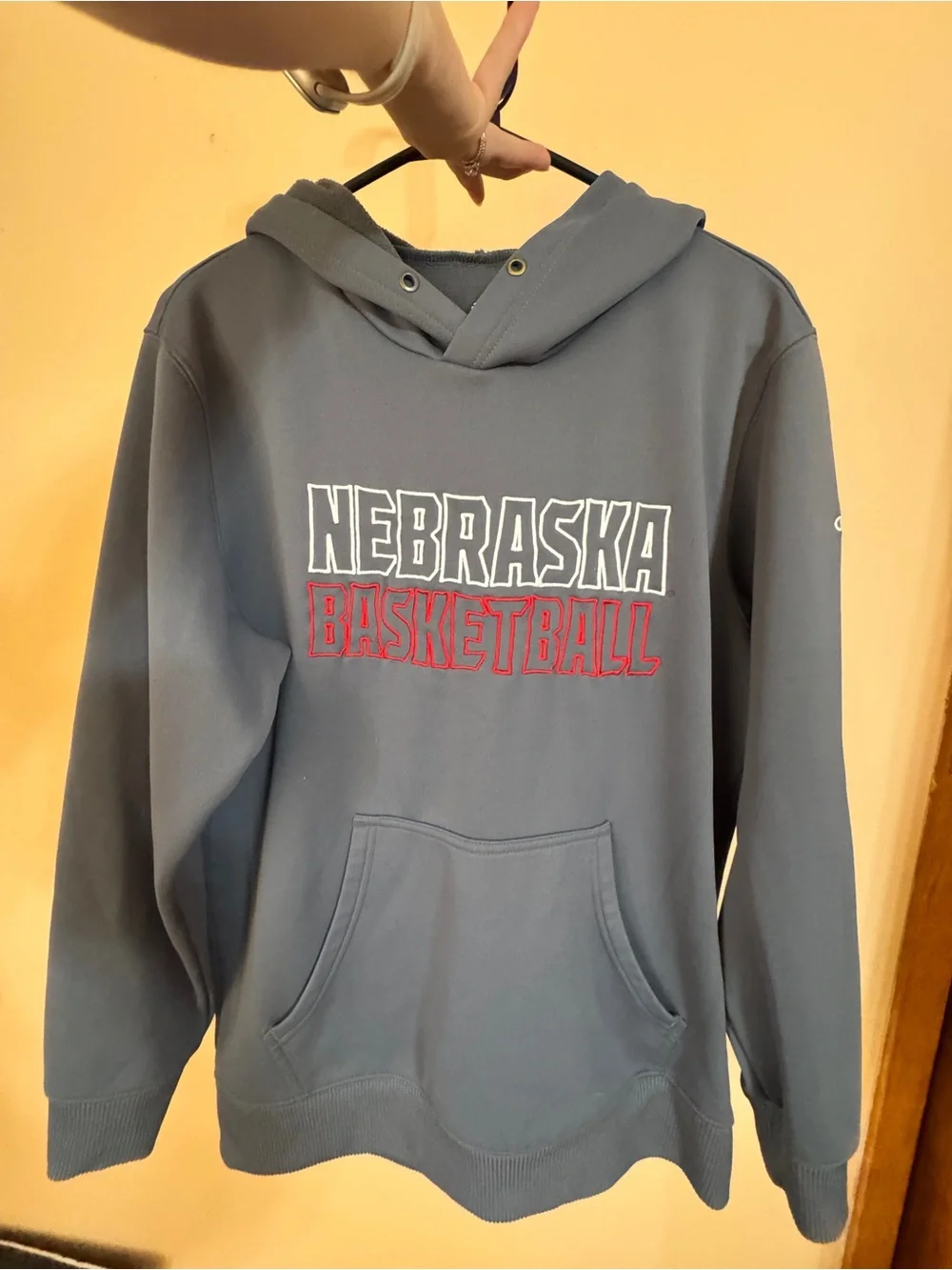 adidas Nebraska Basketball Hoodie in Dark Gray with Red Accents